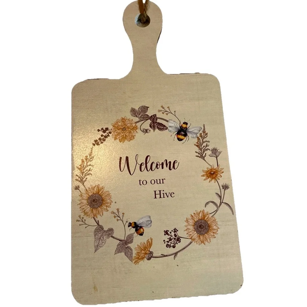 Welcome to Our Hive Bee‎ Sunflower Decorative Cutting Board Wall Decor
